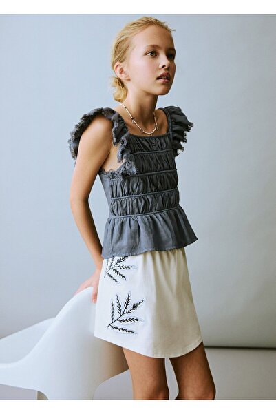 MANGO Kids Fusta pantaloni cu detalii de broderie