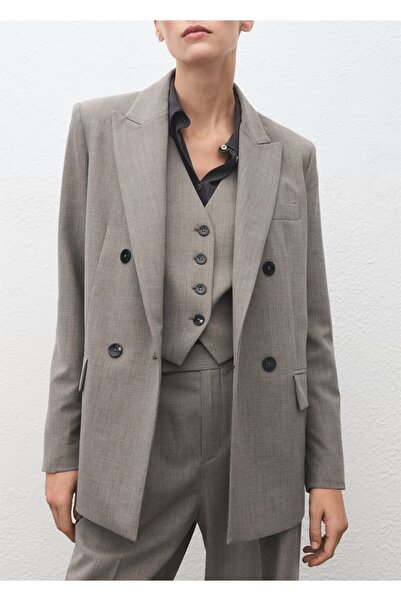 MANGO Woman Yün karışımı çift düğmeli kumaş blazer ceket