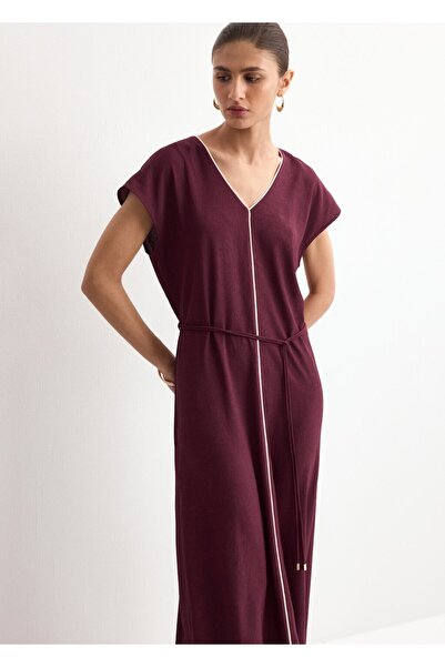 MANGO Woman Kemer detaylı elbise