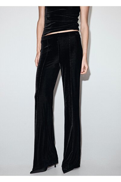 MANGO Woman Dikişli kadife pantolon