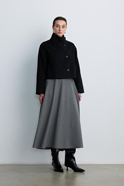 BE BLUE GRİ VOLANLI ETEK