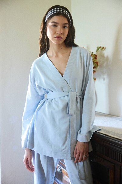 BE BLUE KIMONO DE BUMBAC ALBASTRU