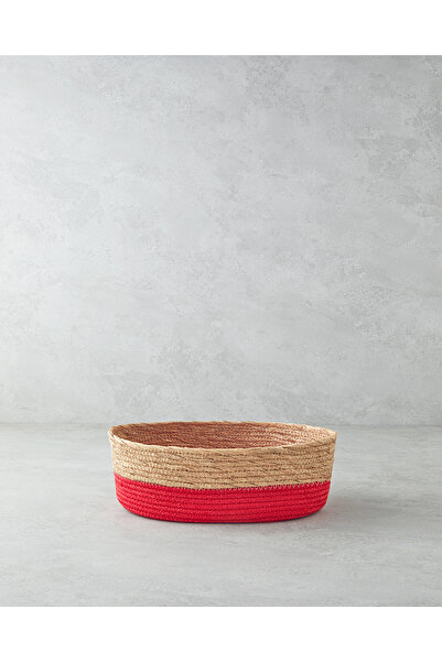 English Home Colorful Lines Kağıt İp Sepet Kırmızı