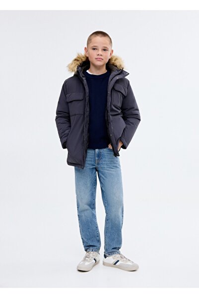 MANGO Kids Kapüşonu suni kürklü anorak
