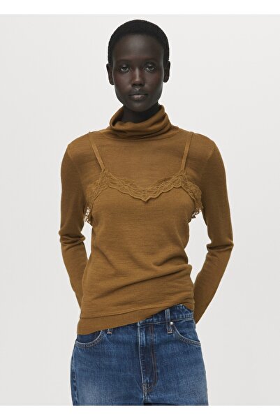 MANGO Woman Yün karışımlı dantel bluz