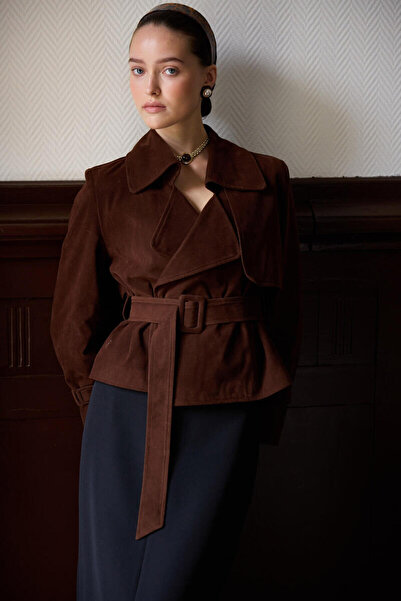 BE BLUE KAHVERENGİ KISA SÜET TRENÇKOT