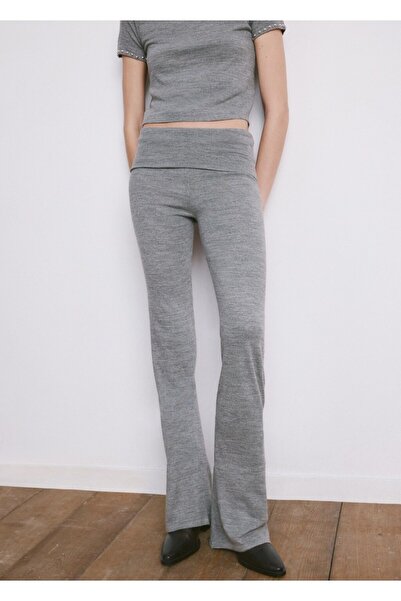 MANGO Woman Zımba detaylı örgü pantolon