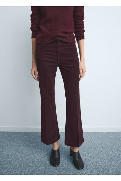 MANGO Woman Fitilli kadife flare jean pantolon