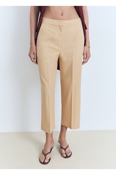MANGO Woman Düz kesim kısa paçalı pantolon