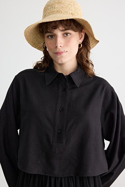 BE BLUE ΜΑΥΡΟ ΠΟΥΚΑΜΙΣΟ ΒΑΜΒΑΚΙ ΛΙΝΟ ΜΕ ΛΕΠΤΟΜΕΡΗ ΡΑΦΗ