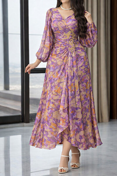 Opera Fashion فستان العيد شيفون مشجر بقصة لف