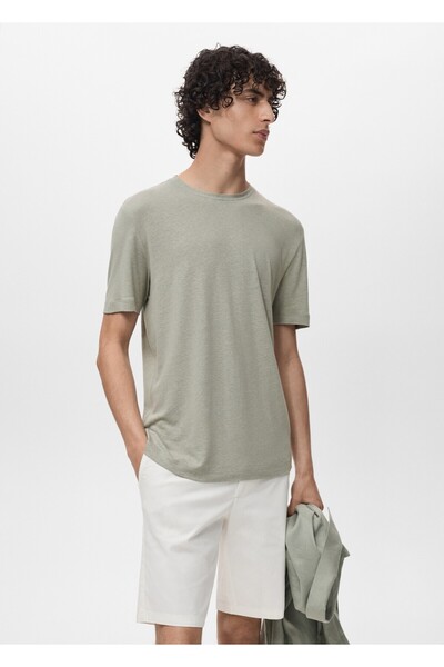 MANGO Man Slim fit keten tişört