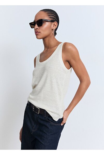 MANGO Woman Kollu keten bluz