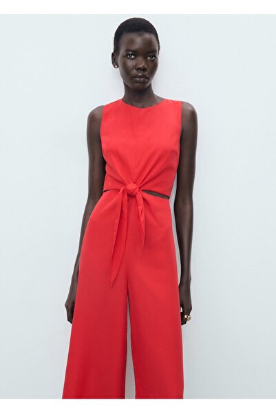 MANGO Woman Lyocell cut out bağ detaylı tulum