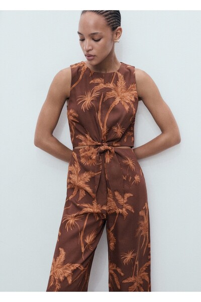 MANGO Woman Lyocell cut out bağ detaylı tulum