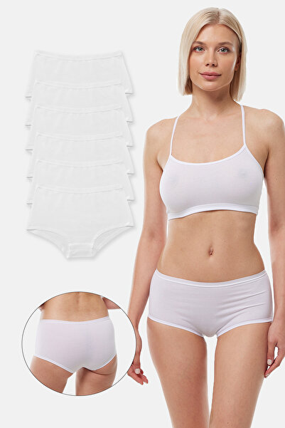 Malabadi White 6 Pack - Wide Brim Non-Marking Women's Modal Panties 1906