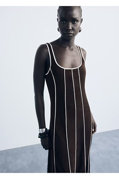 MANGO Woman Çizgili pamuklu elbise