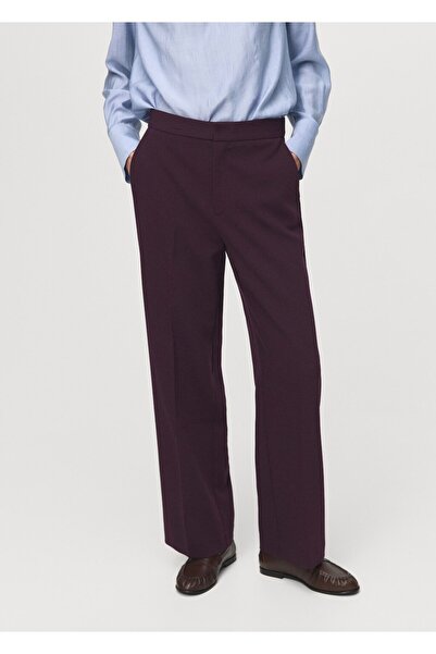 MANGO Woman Yüksek bel düz kesim pantolon