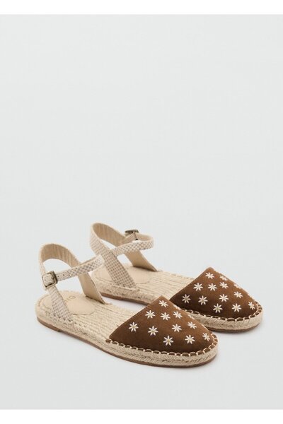 MANGO Kids Çiçekli kayışlı espadril ayakkabı