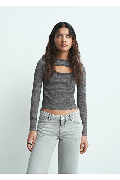 Mango Teen Yırtmaçlı parlak bluz