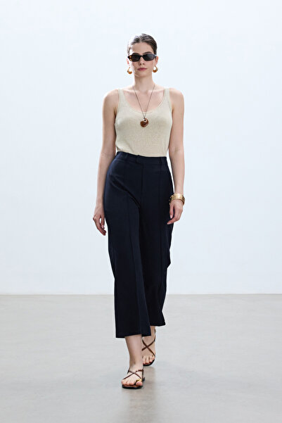 BE BLUE PANTALONI FLARE ALBASTRU MARINE