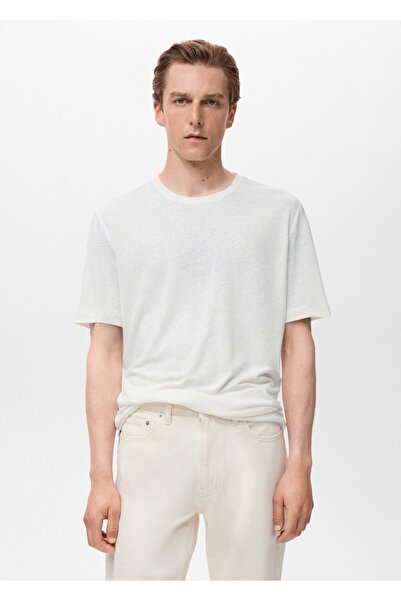 MANGO Man Slim fit keten tişört