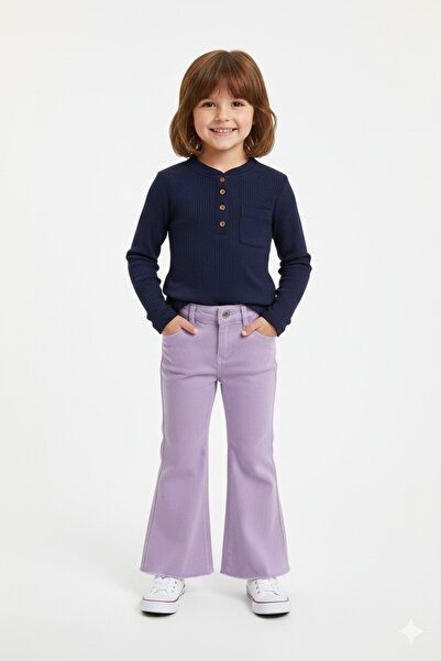 BOBBY JR KİDSWEAR Pantaloni de gabardină pentru fete evazat Liliac