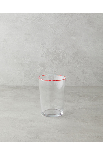 English Home كوب زجاجي بخطوط حلوى القصب 510 مل أحمر