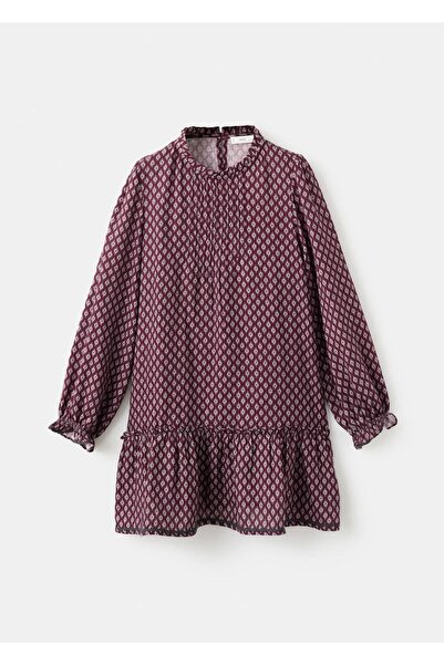 MANGO Kids Desenli volanlı elbise