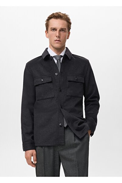 MANGO Man Yün karışımlı kareli ceket