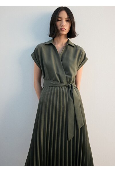 MANGO Woman Pileli gömlek elbise