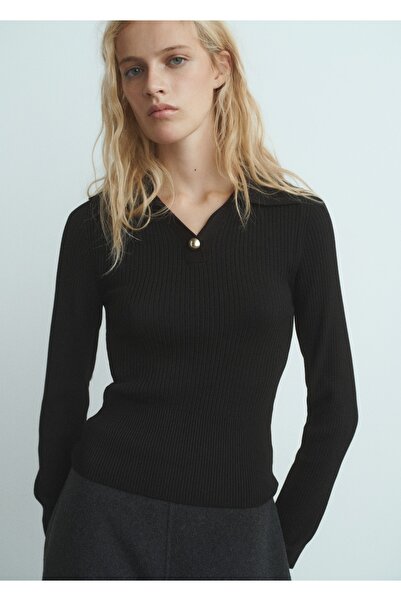 MANGO Woman Mücevher düğme detaylı ribana kazak