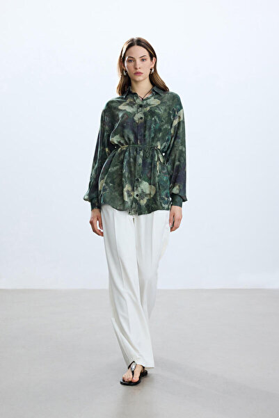 BE BLUE ΠΡΑΣΙΝΟ ΦΛΟΡΑΛΙΚΟ ΣΧΕΔΙΟ VINTAGE ΠΟΥΚΑΜΙΣΟ