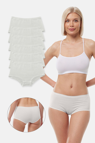 Malabadi Women's Ecru 6-Pack Wide Brim Non-Marking Modal Panties 1906