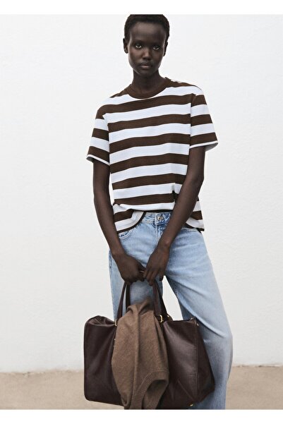 MANGO Woman Çizgili kısa kollu tişört