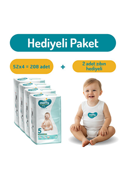 Moffy Jumbo Junior No 5 Bebek Bezi (52 x 4) 208 Adet + 2 Adet Zıbın Hediyeli