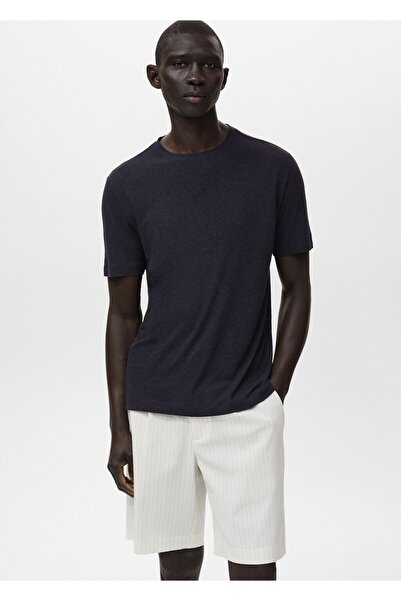 MANGO Man Slim fit keten tişört