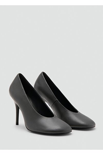 MANGO Woman Yuvarlak burunlu deri topuklu ayakkabı