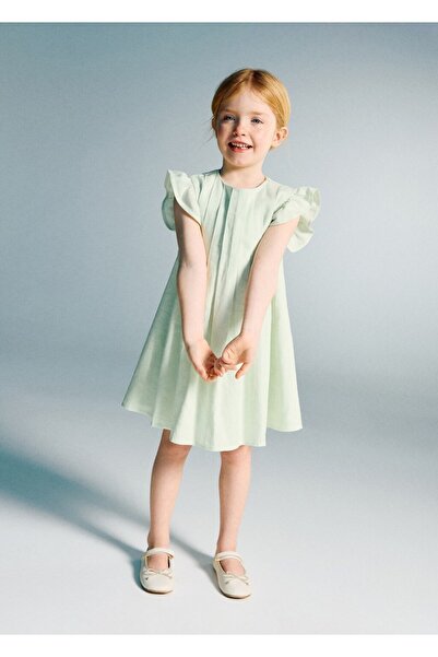 MANGO Baby Fırfırlı keten elbise