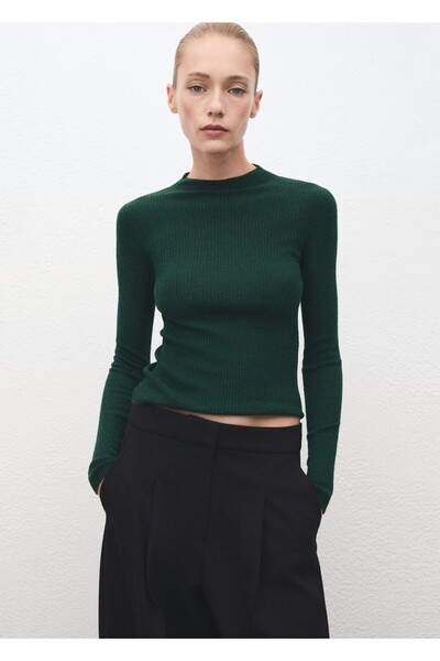 MANGO Woman Yüksek yaka ribana kazak