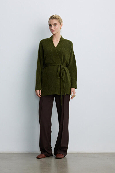 BE BLUE YAĞ YEŞİLİ İNCE KUŞAKLI KİMONO HIRKA