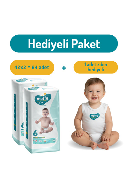 Moffy Jumbo XLargeNo 6 Bebek Bezi (42 x 2) 84 Adet + 1 Adet Zıbın Hediyeli