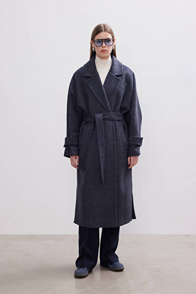 BE BLUE DARK BLUE DIAGONEL COTTON COAT