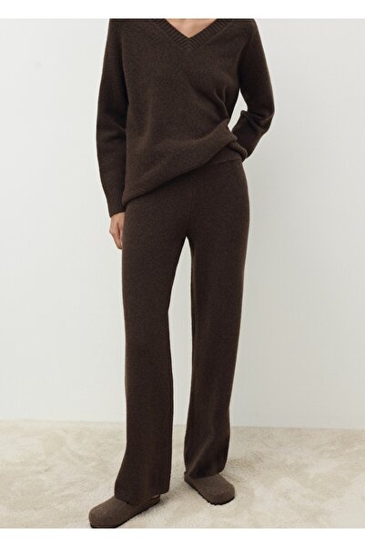 MANGO Woman Düz kesim triko pantolon