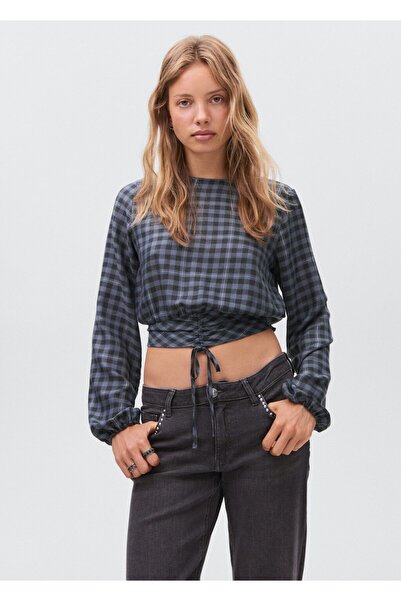 Mango Teen Sim detaylı kareli bluz