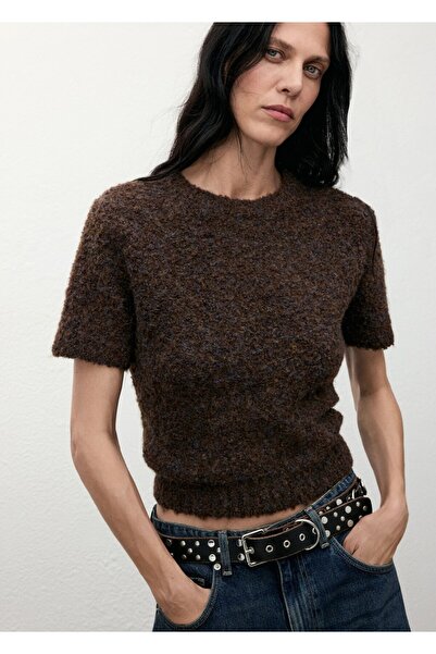 MANGO Woman Short-Sleeved Boucle Sweater