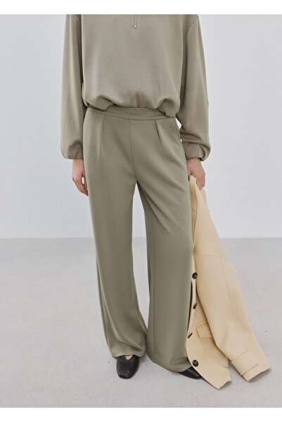 MANGO Woman Beli bağcıklı düz kesim pantolon