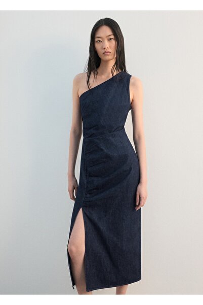 MANGO Woman Asimetrik kot elbise