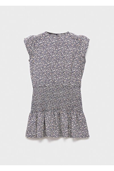 MANGO Kids Büzgülü çiçekli elbise