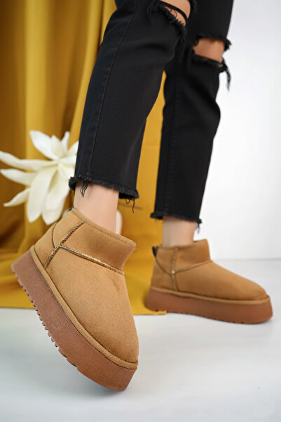 FEMME FATALE Süet Içi Kürklü Kalın Taban Bilekte Kadın Bot & Bootie